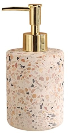 Easnea Distributeur de savon en marbre doré - Motif résine Terrazzo - Lotion liquide pour les mains - Salle de bain cuisine - 2000 ml - PUMP_DISPENSER