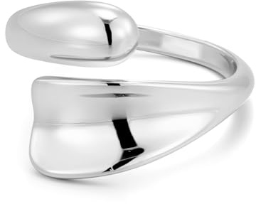 ALEXCRAFT 14K Vergoldet Silber 925 Verstellbare Offen Ringe Damen Herren | Sterling Silber 925 Ringe Einfacher Verstellbare Ring Klobig Chunky Dick Groß Glatter Träne Wassertropfen Umarmen Daumen Ring