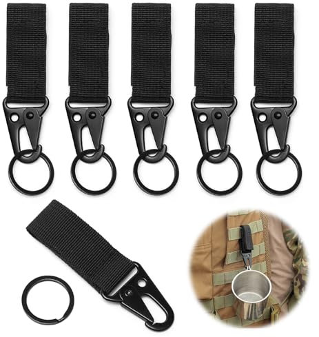 6 Stück Gürtel Karabinerhaken, Taktischer Schlüsselanhänger Nylon, Gürtelclip Karabiner Schwarz für Taktischer Gürtel Zubehör Gürtelweste und Rucksäcke