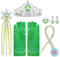 URAQT Anna Prinzessin Schmuck, Set Krone, Anna Kleid Set, Anna Handschuhe, Tiara Braid, Zauberstab, Prinzessin Krone, Ohrringes, Ringe, Geeignet für Mädchen