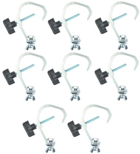 8 x Eurolite TH-22 SLIM silber Theaterhaken Scheinwerferhaken Montagehaken für 50 mm Rohr I Maximallast WLL 50 kg