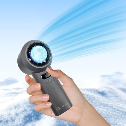 lomitech Handventilator, wiederaufladbarer persönlicher Ventilator mit Digitalanzeige, für Reisen, Outdoor, Zuhause, unverzichtbar, Schwarz