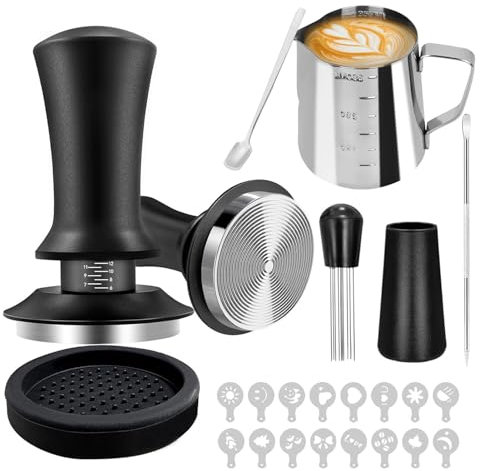 MeYuxg Barista Set, 22 pcs Espresso Zubehör Set, Enthält 51mm Tamper,Wdt Tool,Tamper Matte, Rührlöffel, Aufschäumkrug, Ein vollständiger Satz Barista Zubehör, Geeignet für den Heimgebrauch, Geschenk