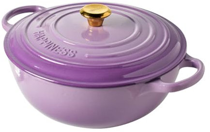 Meoky Cast Iron Pot Large Casserole Dish with Lid Pink Dutch Oven,Purple
