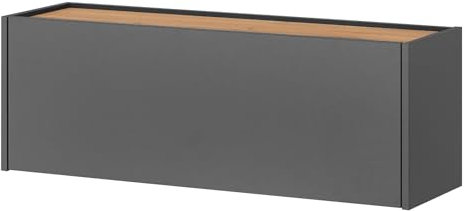 Hängeschrank grau und Eiche Wotan Flurschrank hängend Schrank mit Klappe Flur Diele Eingang 100 cm Center (Grau)