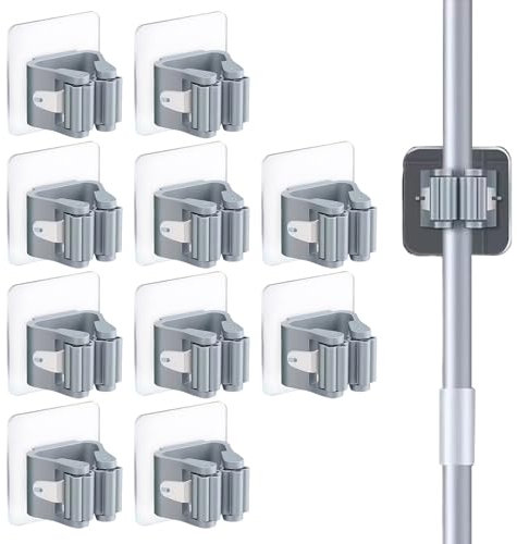ZPSCXQ 10PCS Broom Holder Wall Mounted,brush Holder,Durable and not Easy to Fall off Wall Mounted Tool Clips,Suitable for Kitchen, Living Room, Bathroom, Garden, Balcony.