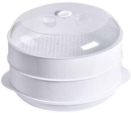 Milageto Microwave Steamer Cooker for Cooking, with Lid, Compact Steamer Bowl Microwave Heating Bowl for Fishes Meats,Vegetables, double layer