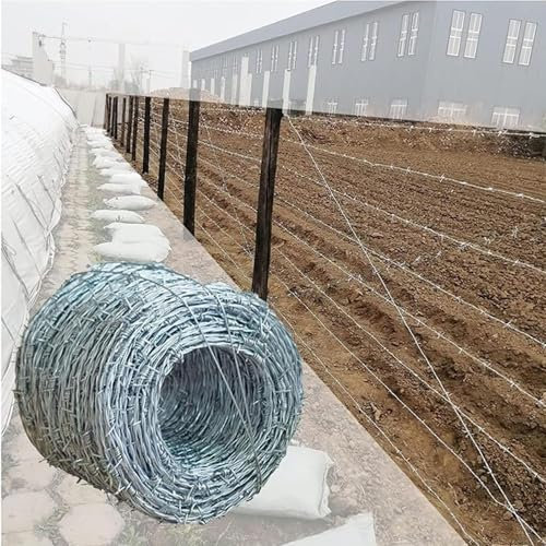 Bandstacheldraht, Stacheldraht Spitzdraht Klingendraht Sperrdraht, Drahtzaun Rolle für Zaun, Drahtzaun, Weidezaun, Wildzaun, Abwehr gegen Marder,2.2mm,180m