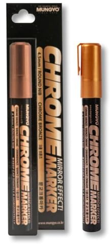 MUNGYO Premium Metallic Chrome Marker - Lackstift auf Lösungsmittelbasis für DIY, Handwerk, Glaskunst, Journaling, Scrapbooking, Harz, Stein, Holz & mehr - Rundspitze 4,5 mm (Bronze)