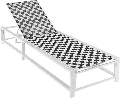 KOMFOTTEU Sonnenliege mit Rollen, Gartenliege mit 5-Fach Verstellbarer Rückenlehne, Liegestuhl klappbar aus atmungsaktivem Stoff mit Metallrahmen, Terrassenliege bis 180 kg, 200 x 68 x 104 cm