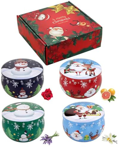 Lllunimon Aromatherapie Kerzen Duftkerzen Geschenkset Lot von 4 Natürliches Sojawachs Rauchfrei Aromatherapy Candle Scented Gift Set Tragbar Travel Tin Jar Long Lasting Relaxing for Home