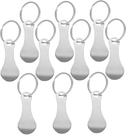WEKADRIN 10pcs Stainless Steel Shopping Cart Tokens Keychain Metal Trolley Coin Keyring for Supermarket Grocery Use Unlock Tool