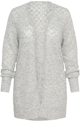 KAFFE CURVE Strickjacke KCloura Lange Ärmel L, Light Grey Melange