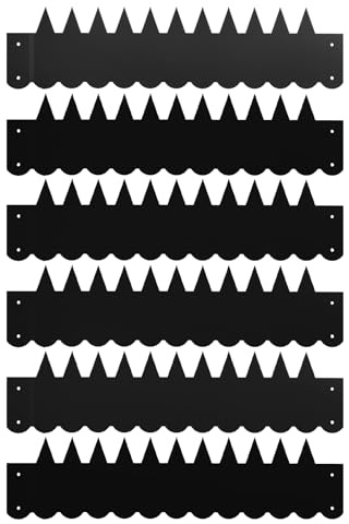 Rasenkanten, 6-teiliges Metall Rasenkante 102cm L x 25cm H Flexibel, Biegsame Gartenumrandung für Rasen Hof und Terrasse (Schwarz)