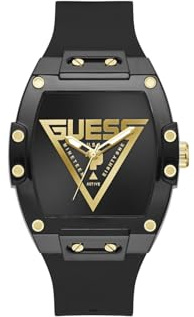 Guess Herren Armbanduhr GW1072G2 Phoenix Quantum, 44 mm Edelstahl schwarz, Quarz, Mineralglas, 5 ATM, Silikonarmband