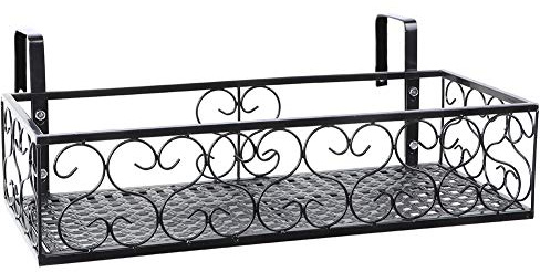 ZASCHMOY Hängendes Blumenregal aus Eisen für den Balkon, Pflanzenaufbewahrung, Geländer, Regaldekoration – Langlebiges, Rostfreies Eisen, Perfekt für den Innen-/Außenbereich, Einfache Installation
