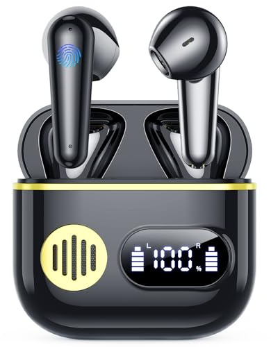 Cuffie Bluetooth,Auricolari Bluetooth 6.1 - Cuffie Wireless con 6 ENC Cancellazione Rumore Mics, Cuffie in Ear 48 Ore di Riproduzione, Cuffiette Senza Filo HiFi Stereo per iOS/Android - Obsidiana Nero