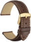 WOCCI 18mm Cinturino in Pelle Retrò con Fibbia Dorata per Uomo e Donna, Cinturini di Ricambio (Marrone Scuro Con Punto Beige)