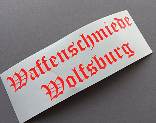 Waffenschmiede Wolfsburg NEON ROT Auto Aufkleber Tuning Styling Golf Gti Polo Decal Turbo