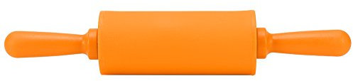 Teig Roller, Silikon Teigrolle Nudelholz, Küche Antihaft Rolling Pin, für Fondant/Pie Crust/Pizza/Cookie/Teig, Rotierende Trommellänge 10cm (Orange)