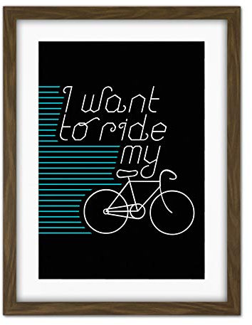 Wee Blue Coo I Want to Ride My Bike Artwork Framed Wall Art Print 18X24 Inch Fahrrad Wand