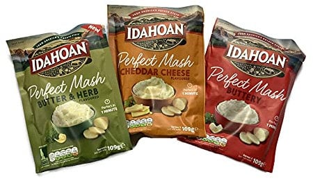 Idahoan Perfect Mash Cheddar Cheese Flavour , Buttery Flavour, Butter & Herbs Flavour , 3 Pack Bundle