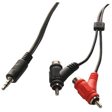 PremiumCord 2 m Audiokabel, Schwarz, 3,5 mm Klinkenstecker auf 2x Cinch-Stecker + 2x Cinch-Buchse, Stereo, CCS-geschirmt, für Smartphone, PC, Lautsprecher, Kopfhörer, Musik-Player
