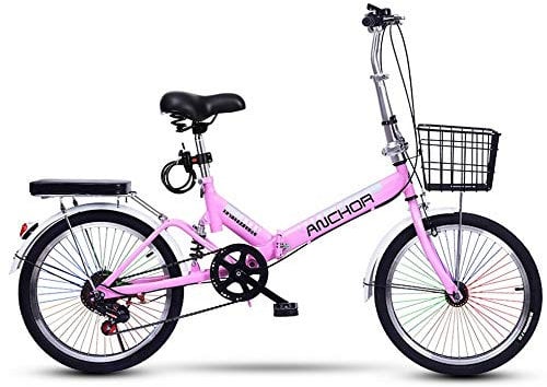 MU Klapprad Frauen Erwachsene Ultraleichte Variabler Geschwindigkeit Tragbares Licht Mountainbike Erwachsene Männlich 20-Zoll Kleines Fahrrad,Rosa,20 Inches