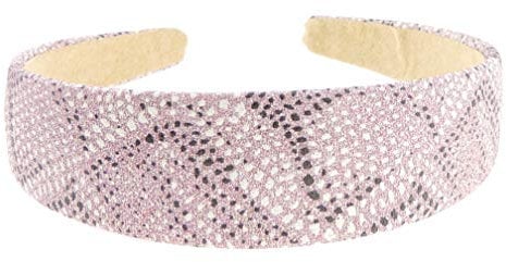Ladies Girls Small Head School Party Birthday Christmas Evening Metallic Sparkle Snake Print Embossed Hair Hairband Accessories Headband Alice Band (Lilac)
