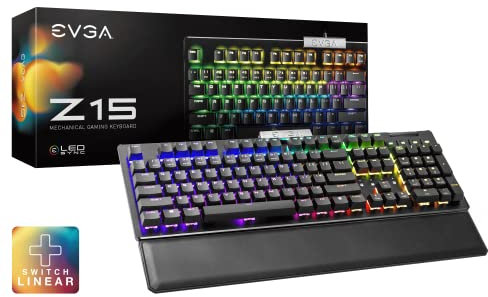 EVGA Z15 RGB Mechanical Gaming Keyboard, Linear Switch, RGB Backlit LED, Hot Swappable Kailh Speed Silver Switches US Layout 821-W1-15US-KR