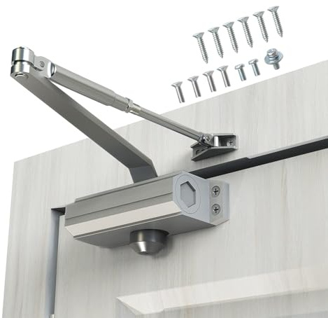 Automatischer Türschließer, Größe 3 ~ 4, geeignet für Türgewicht 45 ~ 85 kg, Feder, hydraulischer Türschließer, Aluminiumlegierung, robust, H-1322/H-1683/H-1883 (GK-1683 ~ 4) , Silber )