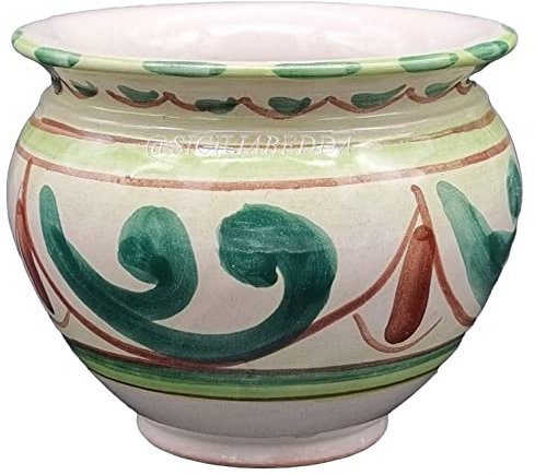 Sicilia Bedda - VASO IN CERAMICA SICILIANA - Decorazione Maioliche - Prodotto Artigianale di Alta Qualità - DIAMETRO 10 CENTIMETRI (Fantasia Verde)