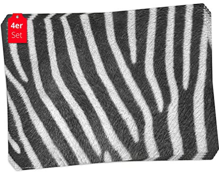 Tischset | Platzset abwaschbar - Zebra Muster - aus erstklassigem Vinyl (Kunststoff - BPA-frei) - 4 Stück - rutschfeste Tischunterlage mit zeitlosem Design - Tischmatte - Made in Germany