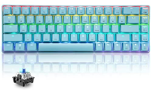 T8 RGB Gaming Keyboard 60% | Clicky Optical Blue Switches | Mini 60 Percent Wired Mechanical Keyboard | 18 Chroma LED Backlit Illuminated Keyboard | Compact 68 Keys | Detachable USB-C Cable | Blue