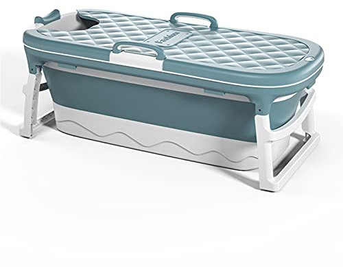 iropro Bathtub Adult Bath Tub Portable Folding Bathtub Household Large Freestanding Bathtubs Barrel Sweat Steaming Bathtub Home Sauna for Adult Tub Foldable Shower Basin Bath with Lid (Blue)