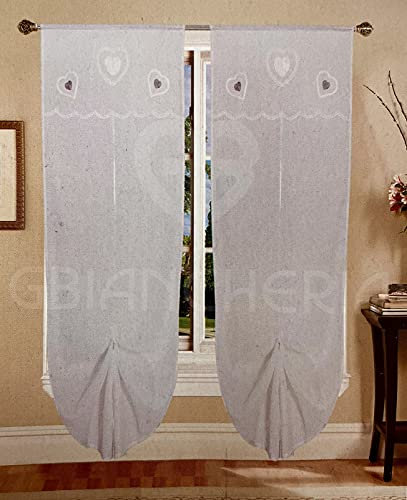 Coppia Tende a Pacchetto Regolabili a Vetro ESTER per Finestra 60X150cm e Portafinestra 60x240cmpronte da appendere (60x240, Bianco-Beige)