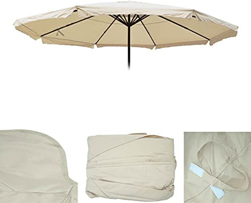 Ersatz-Bezug für Sonnenschirm Meran Pro, Gastronomie Marktschirm mit Volant Ø 5m, Polyester - Creme