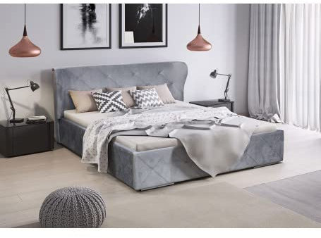 Fabryka Mebli Idźczak Doppelbett gepolstert 160 x 200 cm Orlando - Elegantes Schlafzimmerbett - Ehebett - Bett, Bettgestell für Schlafzimmer Gästezimmer - Modern Design - Monolith 04 Beige
