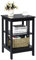 COSTWAY Nachttisch 3 Ebenen, Beistelltisch Nachtschrank, Sofatisch Couchtisch für Schlafzimmer, Wohnzimmer 40x40x61cm (II-förmig, Schwarz)