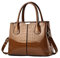 NICOLE & DORIS Handtaschen Damen Mode Krokoprägung Henkeltasche Lackleder Handtasche Shopper Umhängetaschen Damentasche mit Reißverschluss Khaki