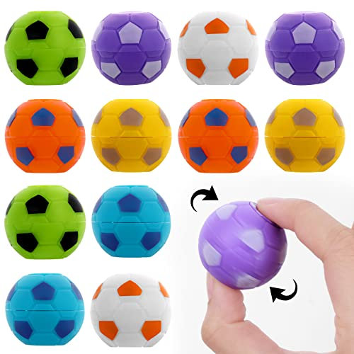 12 Stück Fußball Spinner Fingerspitzen Spielzeug 3,5 cm Drehbare Stressbälle Spiel, Mini Fusball Football Stress Relief Toys, Anti Stress Sensorisches Spinnendes Spielzeug für Kinder und Erwachsene