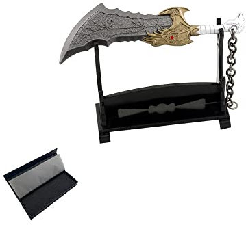 1 porte-clés avec support de présentation « God of War Chaos Blade Thunder Hammer Hache Sword Weapon », Modèle emballé 11, taille unique
