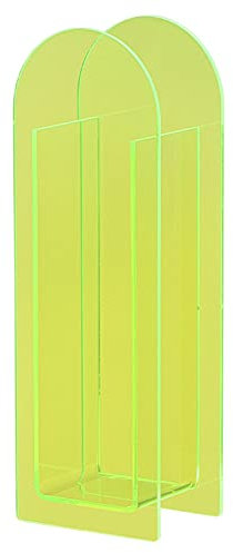 Vase à fleurs résistant à la casse décoratif compact en acrylique pour bureau, décoration d'intérieur, jaune fluo