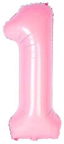 Oblique Unique® Folien Luftballon mit Zahl Nummer in Rosa für Kinder Geburtstag Mädchen Jubiläum Party Deko Ballon Folienballon (Nr. 1)
