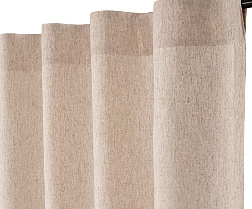 Fensterpaneele Vorhang in Leinen Flachs-Strukturiert 50x96 Natur, 2er Set, Bauernhausvorhang, Schlaufenvorhänge, Raumverdunkelungsvorhänge, Vorhänge für Wohnzimmer, Streifenvorhang 2er Set