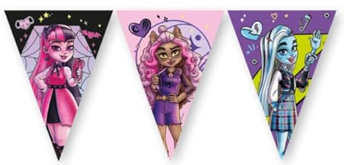 Procos Monster High - Banderas de papel para fiestas (9 banderas, 2,3 m)