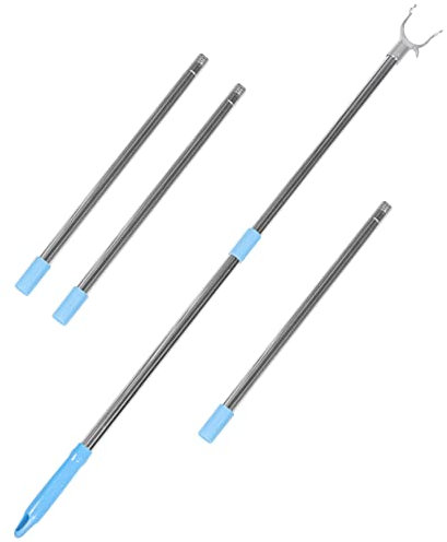 CHILDWEET Tringle à Linge Réglable 201 Cm, Barre Télescopique en Aluminium Et Acier Inoxydable, Bleu Ciel, Légère Et Démontable, pour Placard Et Séchage Intérieur