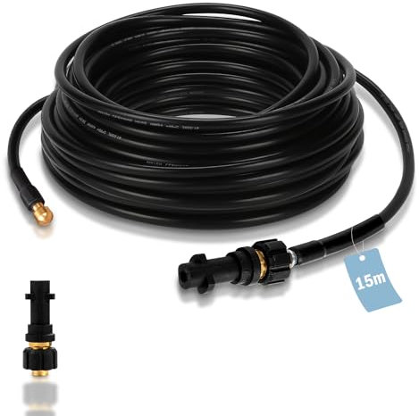 Eulenke Hochleistungs-Rohrreinigungsschlauch für Kärcher K2-K7 | 15m, 160 bar, 60°C | Inkl. 1 Adapter | Profi-Hochdruckreiniger Rohrreinigungsset