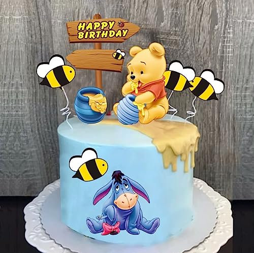 Cupcake Toppers,Zahnstocher Flaggen 8 Stück Winnie Puuh Cupcake Topper Dekorationen für Kinder Geburtstag Hochzeiten Duschen Hochzeit Party Supplies Dekor Gefälligkeiten