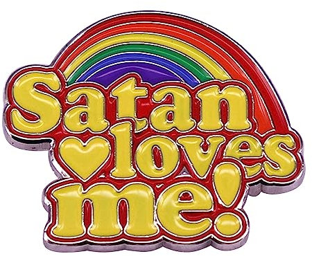 BHUEHSS Broche satan arc-en-ciel en émail avec inscription « Loves-Me » - Cadeau unique - Pour chapeau, toile, sac, see picture for size